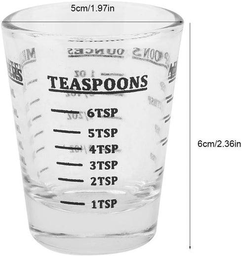 Maxmartt Measuring Shot Glass, Measuring Cup 4 Scales 1ounce 30ml Small Glass Measuring Cup Oz/Ml/Teaspoon/Tablespoon Kitchen Tool with Ounces Mil...