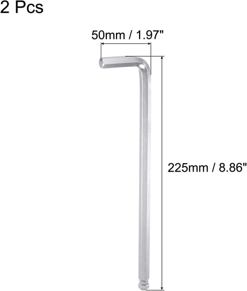 uxcell 3/8" Ball End Hex Key Wrench, L Shaped Long Arm CR-V Repairing Tool, SAE Sizes...
