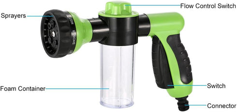 Multifunctional Car Wash Nozzle with Soap Dispenser 8 in 1 High Pressure Garden Hose Nozzle Car Foam Wash Gun for Car Washing Pet Washing Window C...