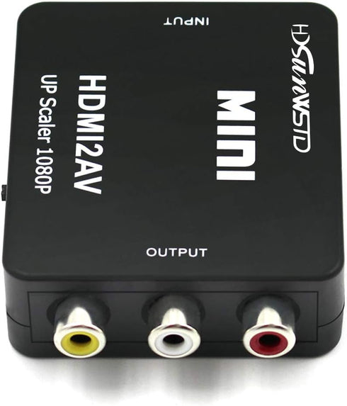 HDMI to RCA 1080P HDMI to AV 3RCA CVBs Composite Video Audio Converter Adapter Supporting PAL/NTSC with USB Charge Cable-Black...