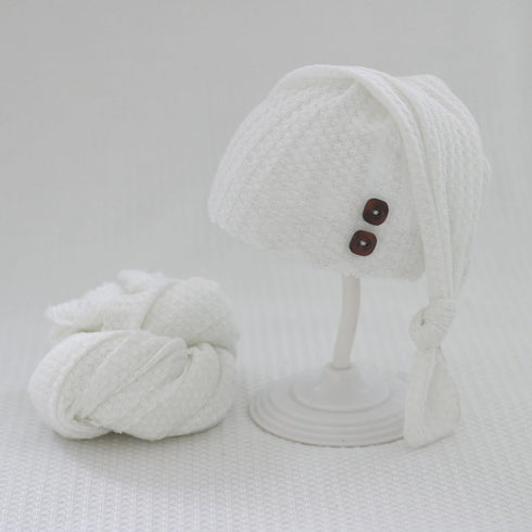 Newborn Photography Wrap Boy Girl Baby Photo Wraps Outfits Stretch Crochet Blanket Props (White)...