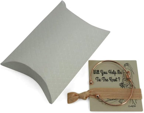 7 Rose Gold Bridesmaid Gift Bracelets Kit. "I Can't Tie The Knot Without You" Bridesmaid Cards & Gift Box. The Tie Knot Cuff or Heart Bracelet Gif...