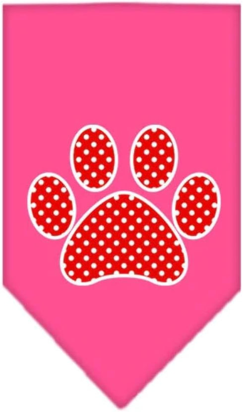 Pet and Dog Bandana Screen Printed, Red Swiss Dot Paw Yellow Small...