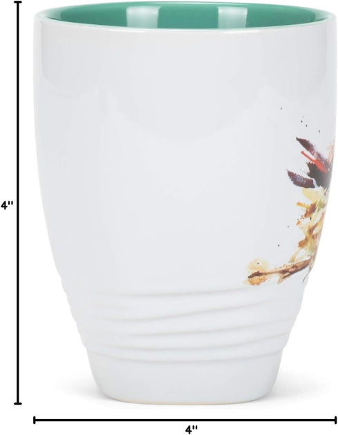 DEMDACO Dean Crouser Watercolor 16 Ounce Glossy Ceramic Stoneware Bird Mug with Easy Grip Handle (Hummingbird Nest)...