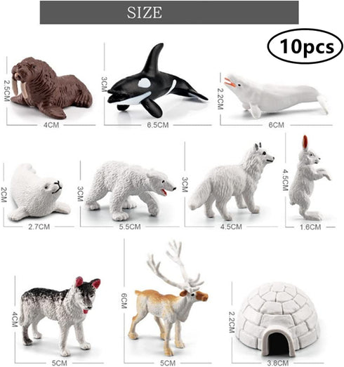 10pcs Arctic Animals Figurines,Mini Arctic Animal Toy Set, Arctic Circle Ocean Sea Animal Figurines Playset for Kids Educational Toys -Cake Topper...