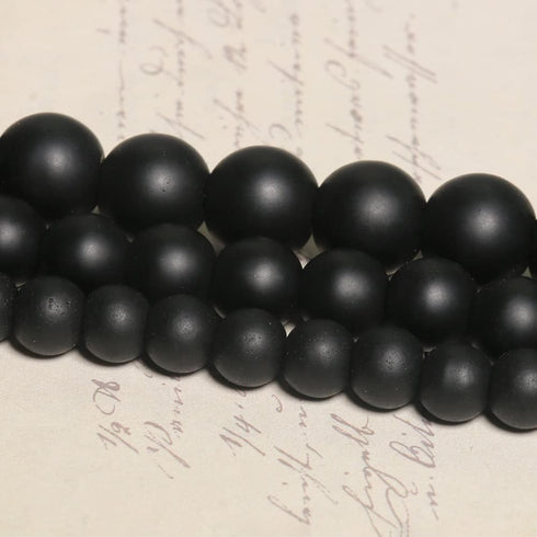 Yochus 8mm Black Matte Onyx Agates Round Loose Beads Frost Dull Polish Agat Beads for Jewelry Making...