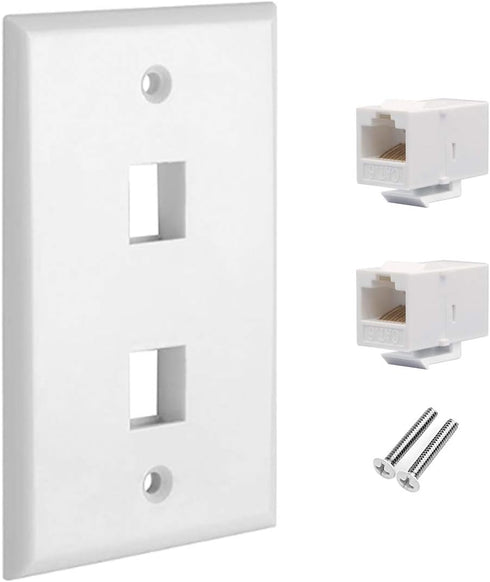 CAT.6 RJ45 Ethernet Wall Plate, OZXNO 1-Pack RJ45 Female to Female Keystone Jack Wallplate Removable Cat6 Inline Coupler Faceplate Compatible with...