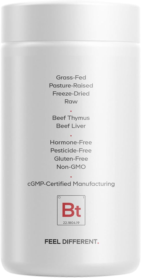 Codeage Grass Fed Beef Thymus Supplement Superfood, Freeze Dried, Non-Defatted, Desiccated Thymus & Liver Pills, Glandulars Meat, Pasture Raised B...