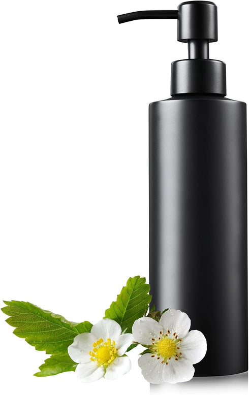 Soap Dispenser, Matte Black with Funnel and Non-Slip Coaster 304 Stainless Steel Metal Pump Hand Sanitizer Bottle for Bathroom, and Kitchen (12oz/...