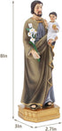 Galiyen St. Joseph and Child Jesus Statues, Hand-Crafted 8 Inch Saint Joseph Resin Figurines, Catholic Religious Renaissance Collection Decoration...