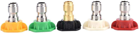 ViaGasaFamido 5pcs Pressure Washer Spray Nozzle Tip Set Plastic Stainless Steel Brass 0 Degrees 15 Degrees 25 Degrees 40 Degrees 65 Degrees for Qu...