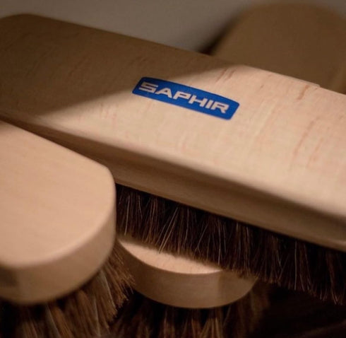 Saphir Natural Horsehair Brush - Shoe Polish Brush for Cleaning, Polishing & Buffing Leather Shoes - 7" (18cm)...