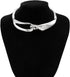 Women's Abstract Metal Buckle Necklace Punk Goth Irregular Twisted Chunky Necklace...