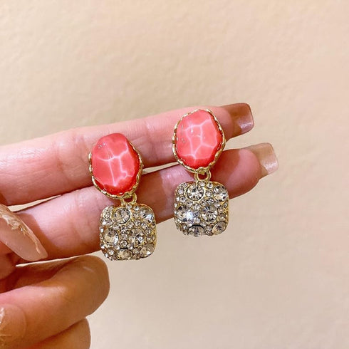 2PCS Women's Square Ear Clips Clip On Earrings Rhinestone Earrings,Non Pierced Earrings for Brides, Bridesmaids, Prom and Wedding...