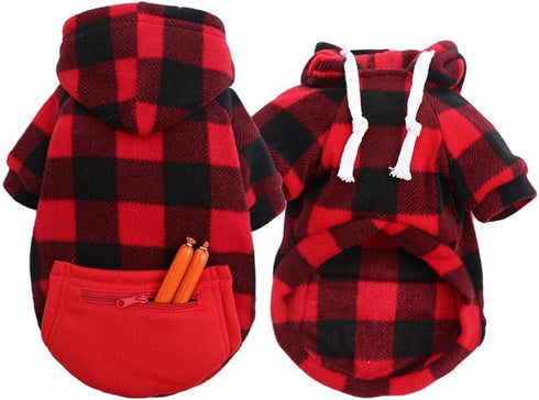 Big Dog Winter Coat Pet Plaid Hoodie Jacket Reversible Vest Cold Weather Dog Cat Clothes Pet Apparel for Medium Large Dogs Labrador Clothing (XX-L...