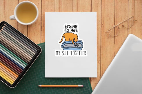 3PCS Trying to Get My Shit Together Sticker, Funny Waterproof Vinyl Sticker for Hard Hat Laptop Water Bottle Phone Case Merchandise Decor Decal St...