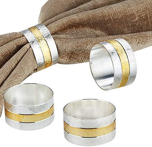 Accmor Napkin Rings, Metal Gold Round Napkin Rings Buckles for Table Decorations, Wedding, Dinner, Party, Set of 4...