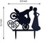 Motorcycle Funny Wedding Cake Topper Mr & Mrs, Bride Groom with Motorbike (Black Acrylic)...