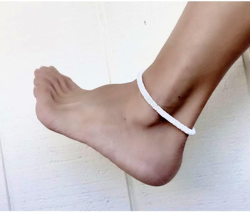 Hawaiian Heishi Puka Shell Surfer Anklet with Twist Barrel Closure...