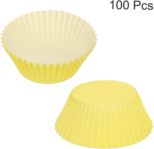 uxcell 100 Pcs Cupcake Liners, Muffins Paper Baking Cups Wrappers Standard Greaseproof for Baking Cupcake Wrapper, Yellow...