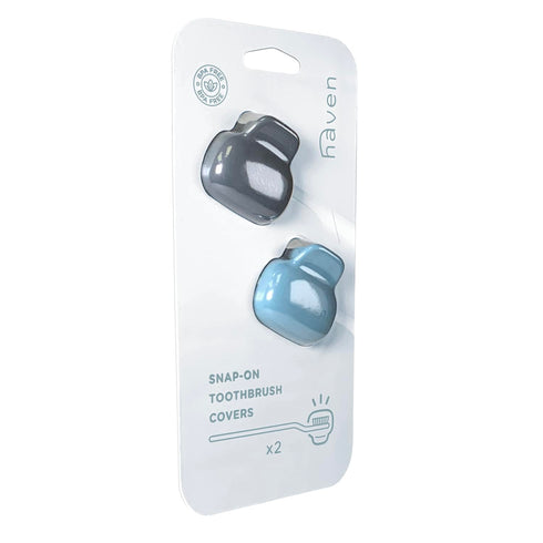 Haven Toothbrush Cover - Fits Most Adults' & Kids' Electric & Standard Toothbrushes - Pack of 2 - Blue & Charcoal Gray...