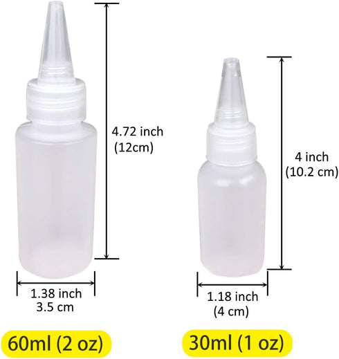 24pcs(12pcs 30ml; 12pcs 60ml) Plastic Squeeze Bottles with Twist Cap Cookie Decorating Supplies, Cookie Supplies Writer Bottles Food Coloring and ...