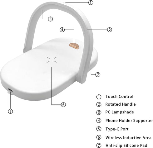 Bedside Lamp with Wireless Charger, 3 in 1 Touch Lamp, Phone Holder, Dimmable Wireless Charging Lamp, 3 Color Modes Touch Control LED Night Light ...