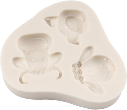 Farm Animal Head Fondant Molds Cow Sheep Pig Head Silicone Chocolate Candy Mold For Farm Theme Cake Decoration Cupcake Topper Polymer Clay Gum Pas...
