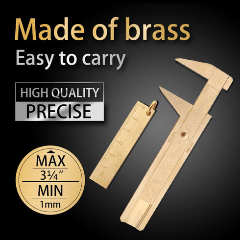 Mini Brass 80mm Double Scale Caliper Portable Sliding Measurement Tool for Measuring Gemstones and Jewelry Components Bead (1PC Caliper and 1pc 60...