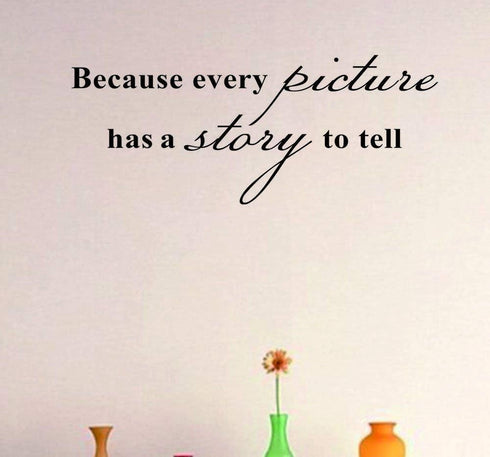Home Find Because Every Picture Has a Story to Tell Inspiring Quotes Sayings Words Wall Decals Decor Inspirational Lettering Vinyl Wall Art for Ki...