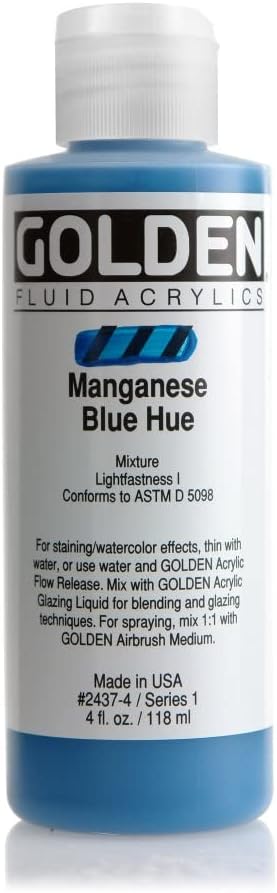 Golden Fluid Acrylic, 4 ounce bottle, Manganese Blue Hue...