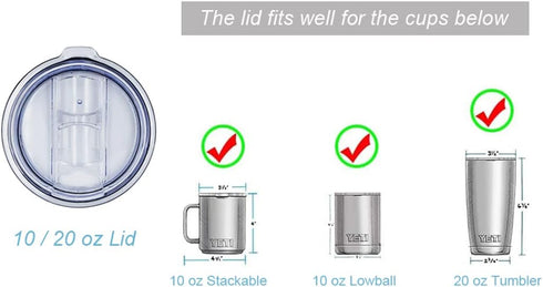 DOCIK Splash Proof Lids Covers for 20 Oz Yeti Rambler Ozark Trail Tumbler and More Travel Cup, Also Fit for Yeti 10 Oz Lowball, 2 Pack...
