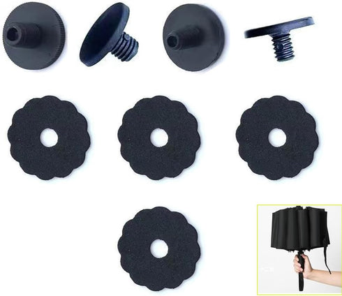 4 Set Portable Travel Umbrella Top Screw Cap Replacement 6mm + 8mm Thread End Stop Cover Stopper Tip with Waterproof Gasket for Mini Folding Compa...