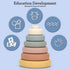 Mini Tudou 6 PCS Baby Stacking & Nesting Toys, Soft Stacking Blocks Ring Stacker, Baby Sensory Teether Toys with Letter, Animal and Shape, Early L...