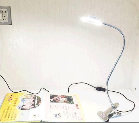 USB Desk Light with Clip, LED Eye-Caring Reading Lights with 3 Color Modes, 10 Brightness Dimmable and Long Flexible Gooseneck Portable Lamp for D...