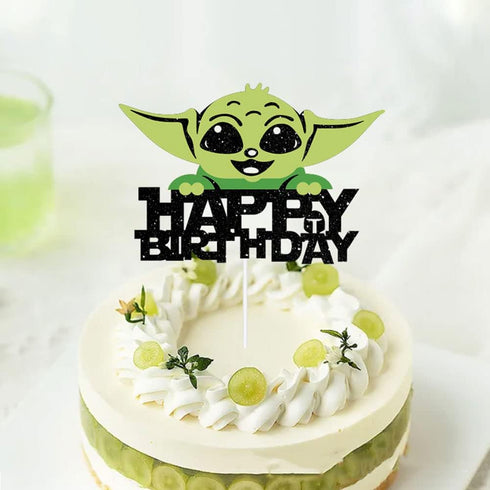 Baby Yoda cake topper, Yoda flash birthday cake decoration, Space Theme Party Decoration, Alien War Science Fiction Film Theme Video Games the Chi...