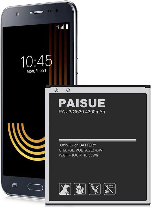 Galaxy J3 Battery, Upgraded 4300mAh EB-BG530CBU Li-ion Replacement Battery for Samsung Galaxy J3 Prime, Emerge, Star, Orbit, Eclipse, On5, Mission...