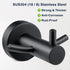 Pack of 2 Matte Black Wall Mounted Towel Hooks for Bathroom Shower Kitchen Cabinet Closet Door, SUS304 Stainless Steel Double Bath Robe Hook...