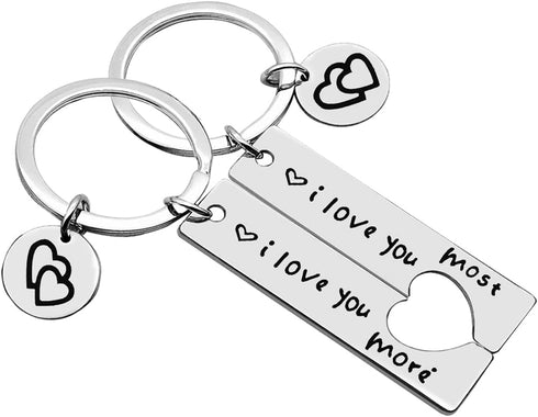 Vadaka Couple Gifts Keychain for Husband Wife,I Love You Most I Love You More Matching Couple Keychain for Him and Her,Valentine's Day Birthday Gi...