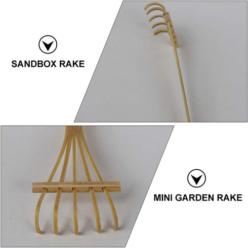 EXCEART 2pcs Five-Tooth Bamboo Sand Rake Mini Bonsai Accessories rake for Zen Garden Office Desk Accessories Zen Garden Accessory Sandbox for Mini...