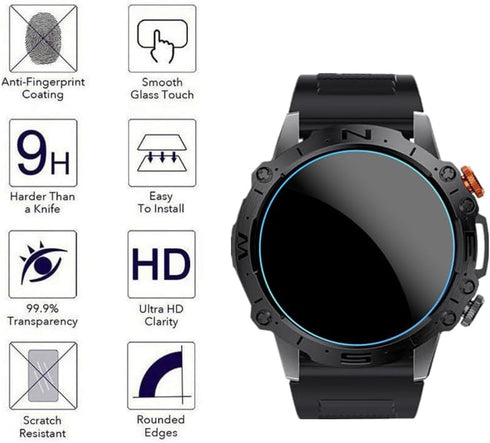 Screen Protector Compatible for ST19 1.43'' Smartwatch, 9H Tempered Glass Protective Film Compatible for SIEMORL ST19 / LIGE ST19 / ESFOE ST19 / L...