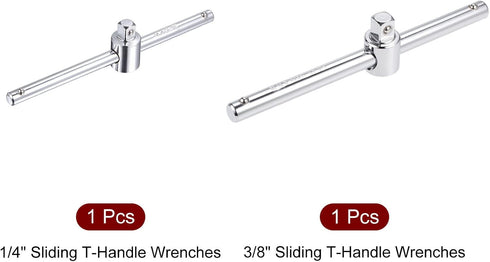 uxcell 1/4" and 3/8" Drive Sliding Wrench Breaker Bar T-Handle Socket Hand Tool 2pcs...