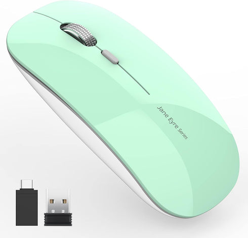 Uciefy Q5 Slim Rechargeable Wireless Mouse, 2.4G Portable Optical Silent Ultra Thin Wireless Computer Mouse with USB Receiver and Type C Adapter, ...