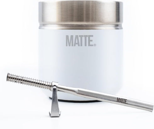 Matte - Mate Gourd/Tea Cup Set, Yerba Mate Gourd Cup (6.5 Ounces) and Bombilla (Yerba Mate Straw). Stainless Steel, Double-Walled, Elegant Design....