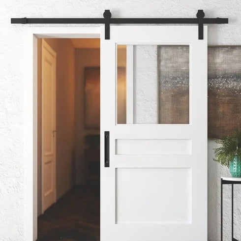 Ravinte Barn Door Handles 6 Pack Sliding Door Handle 6.3" Hole Center Barn Door Handles Black Cabinet Handles Door Pull Handle Zinc Alloy Door Pul...