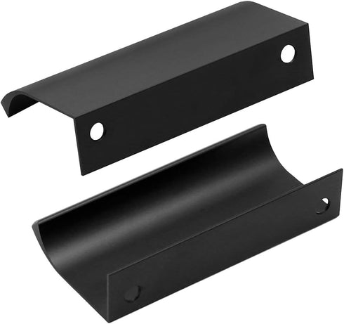 12Pcs 80mm/3.15" Mount Finger Edge Pull, Furniture Drawer Handles, Aluminum Concealed Handle for Home Kitchen Door Drawer Cabinet with Screws (Bla...