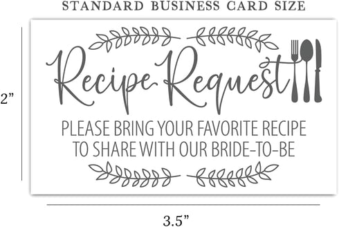 50 Bridal Shower Recipe Request Cards - Laurel and Utensil Silhouette Design - Invitation Inserts...