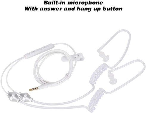 3.5mm Mobile Phone Headset, Stereo Air Tube Wired Earphone Anti-Radiation in-Ear Headphones with Volume Control, Built-in Microphone...