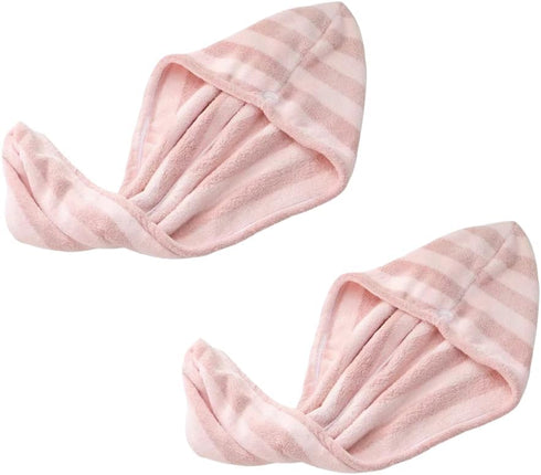 Microfiber Hair Towel Wrap, Quick Dry Hair Turbans with Button, Ultra Soft Thickening Coral Fleece Dry Hair Cap, Anti Frizz Hair Turban Towel for ...