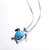 Cute Turtle Pendant Necklace Lovely Animals White Created Fire Opal Silver Chain Necklace Jewellery Gifts (Blue)...